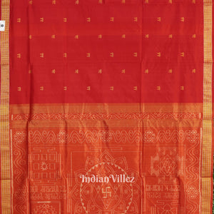 Red Laxmi Pada Tissue Pure Sambalpuri Saree