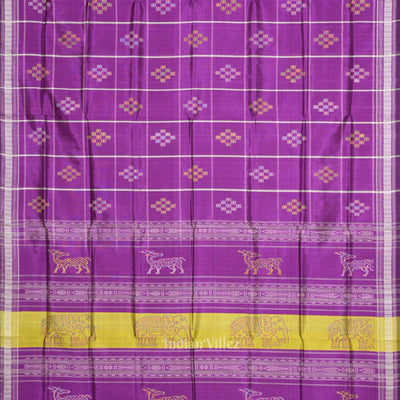 Purple Pasapali Double Pallu Berhampuri Silk Saree