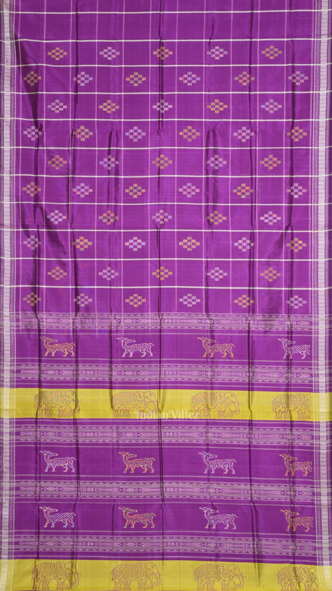 Purple Pasapali Double Pallu Berhampuri Silk Saree