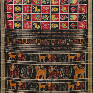 Black Nabakothi Odisha Ikat Khandua Silk Saree