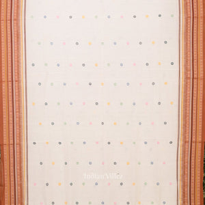 White Brown Dolabedi Sambalpuri Ikat Cotton Saree
