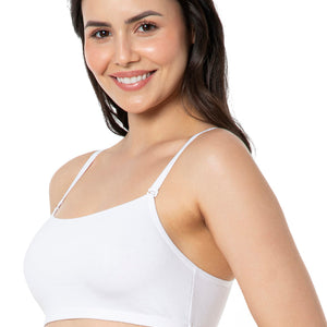 Solid Non Padded Non-Wired Cami Bra - White