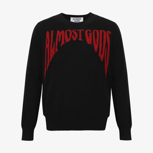 ALMOST GODS | GOTHIC LOGO KNITTED SWEATER { BLACK