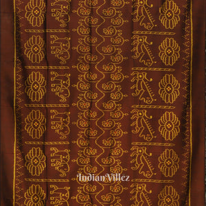Cofee Elephant Theme Contemporary Silk Saree