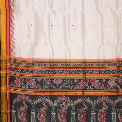 White Kathiphera Khandua Silk Saree with Nartaki Pallu
