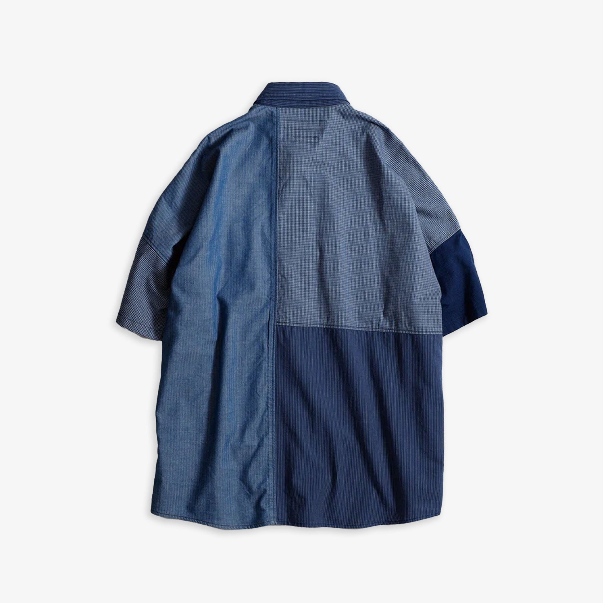 FDMTL | PATCHWORK S/S SHIRT RINSE  { INDIGO