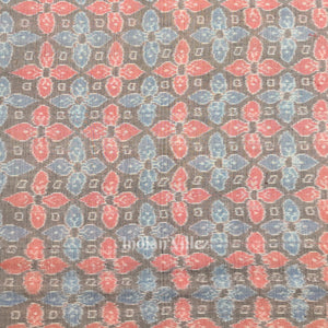 Cement Black Floral Motif Sambalpuri Ikat Cotton Fabric
