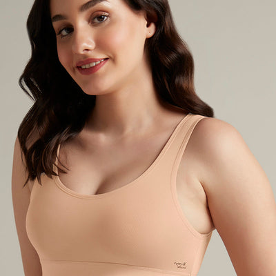 Easy Slip-On Non-Padded Non-Wired Cotton Bra - Sandalwood