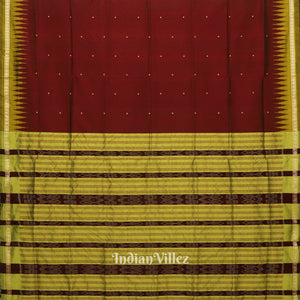 Maroon Green Butta Design Odisha Ikat Bomkai Silk Saree