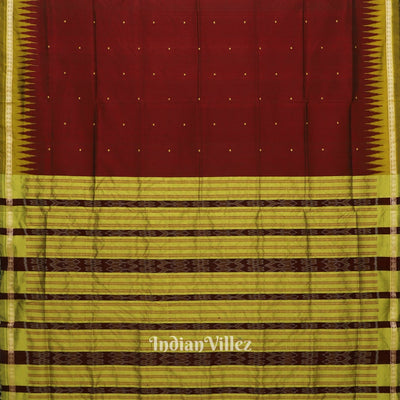 Maroon Green Butta Design Odisha Ikat Bomkai Silk Saree