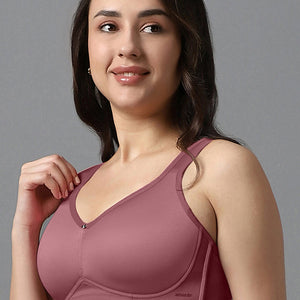 Airy Padded Non-wired Support Bra - Mesa Rose