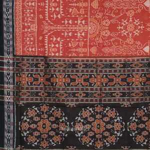 Light Brown Black Tribal Theme Odisha Ikat Sambalpuri Cotton Saree