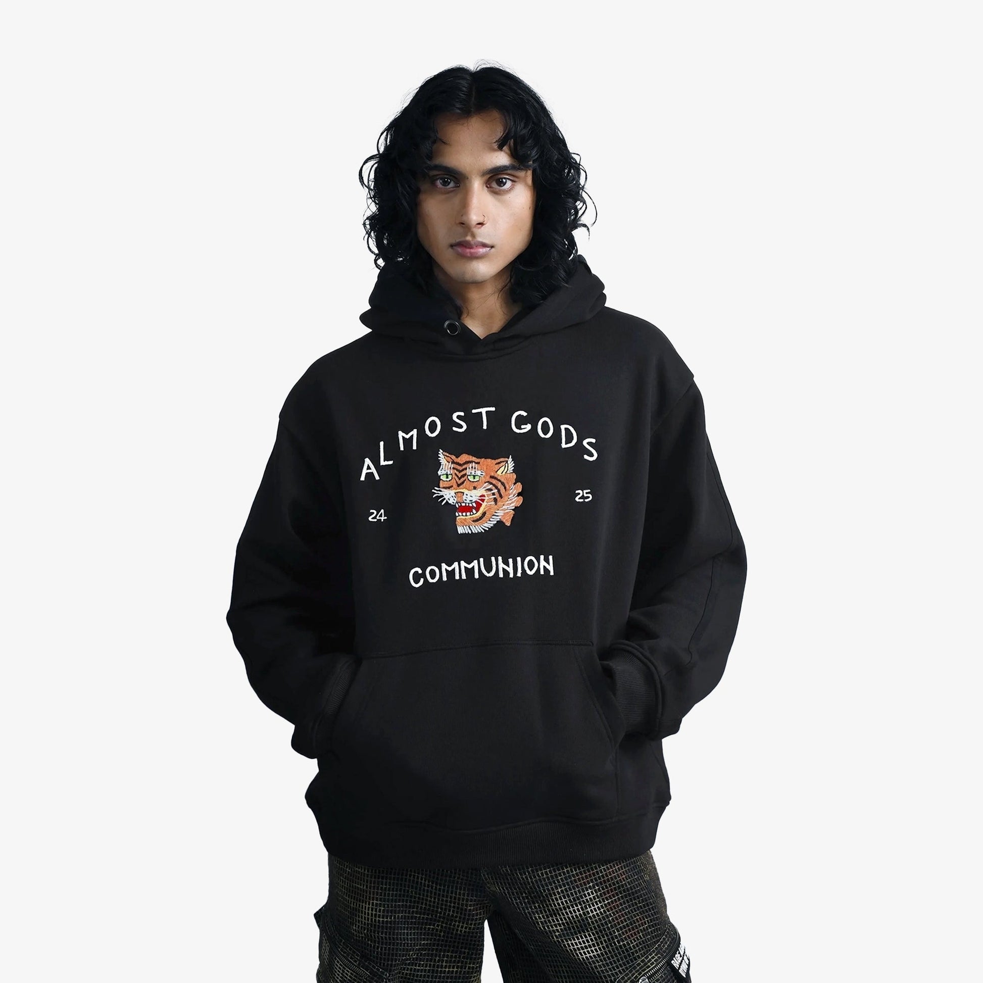 ALMOST GODS | SAIGON HAND EMBROIDERED HOODIE { BLACK