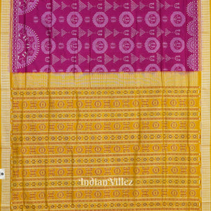 Rani Pink with Mustard Yellow Laxmi Pada Sambalpuri Silk Saree