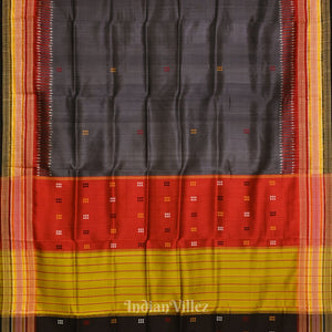 Cement Gray Kathiphera Odisha Ikat Khandua Silk Saree