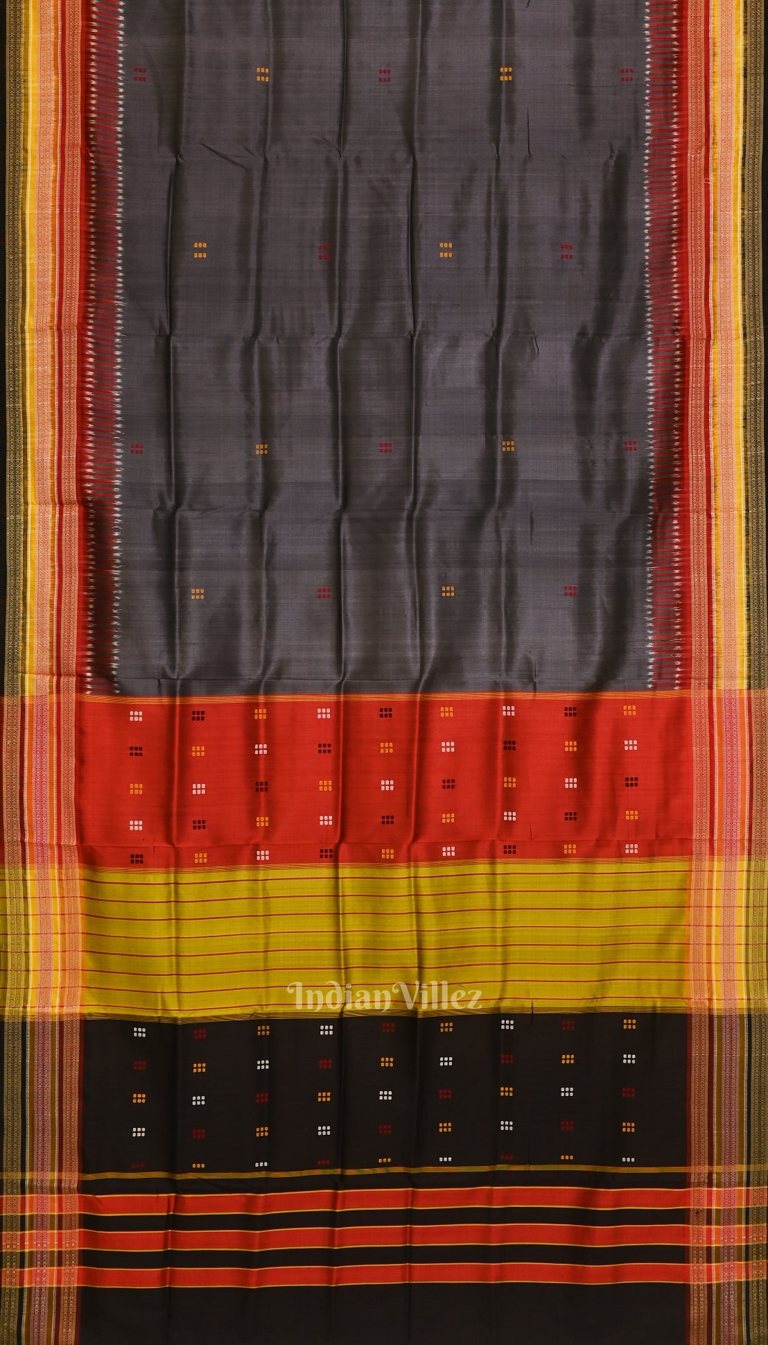 Cement Gray Kathiphera Odisha Ikat Khandua Silk Saree
