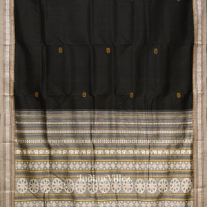 Black Konark Chakra Odisha Ikat Contemporary Silk Saree