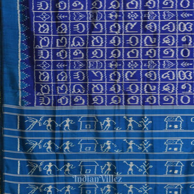 Royal Blue Odia Barnamala Designer Contemporary Silk Saree