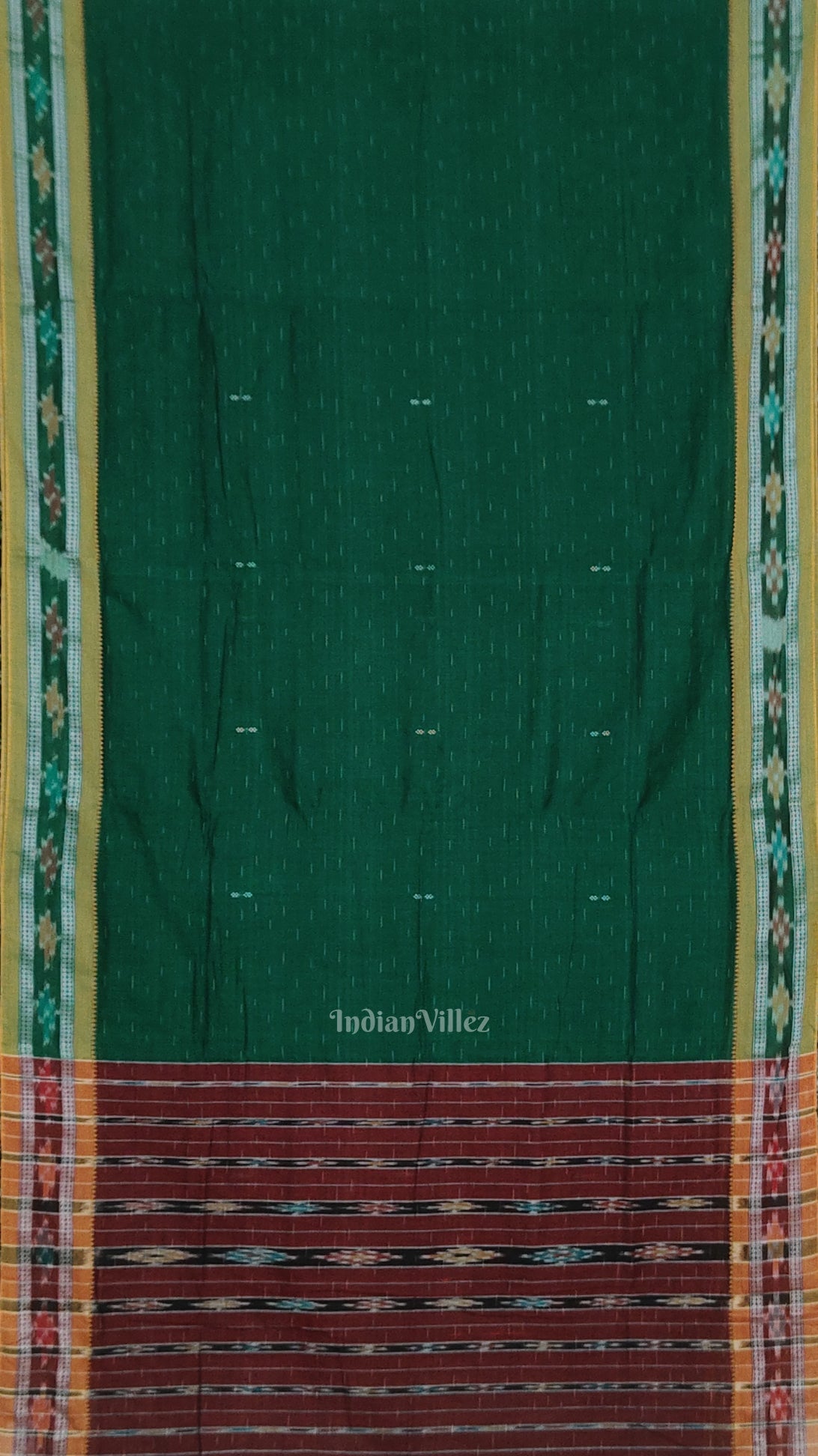 Green Maroon Odisha Ikat Maniabandha Cotton Saree