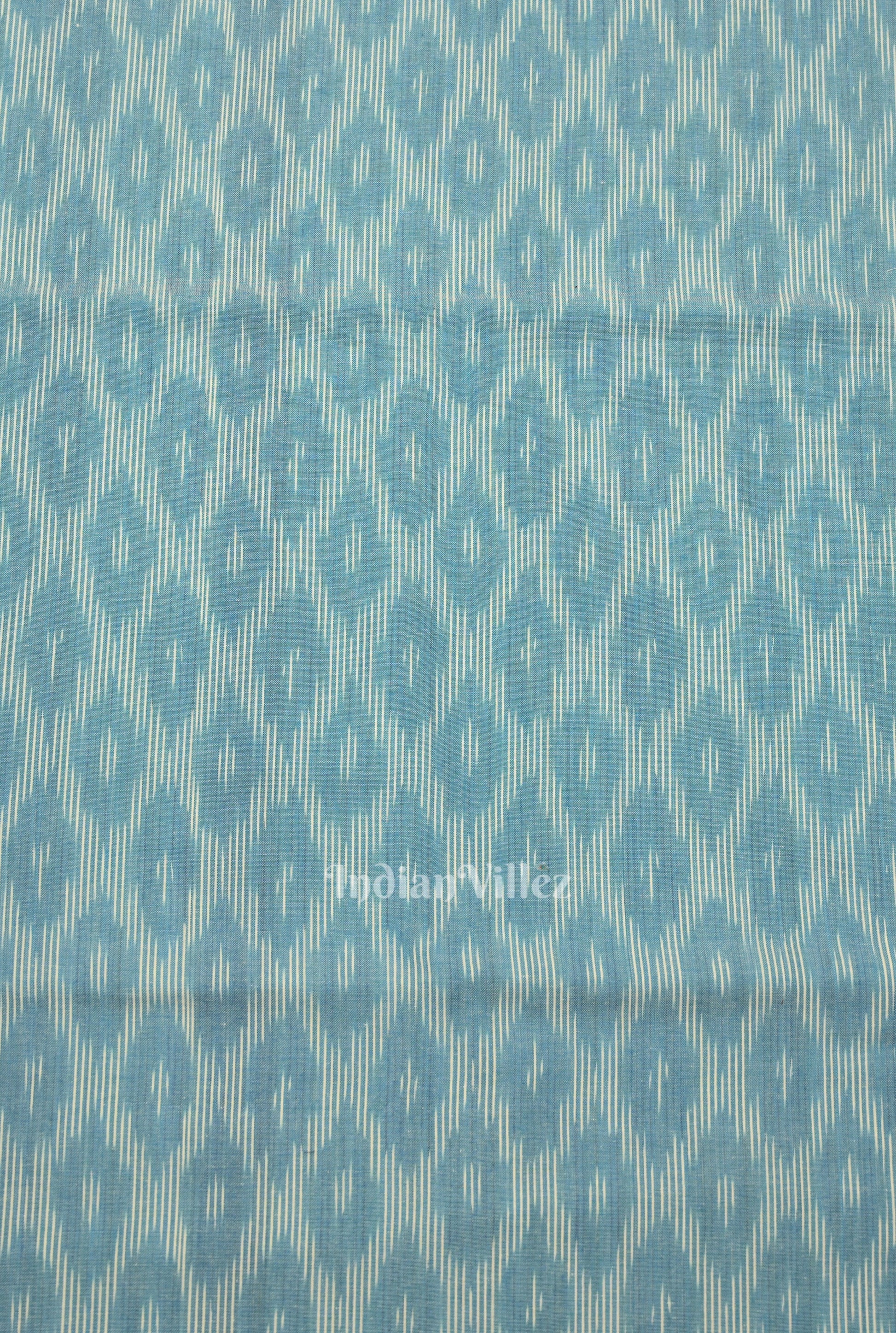 Light Blue Pochampally Ikat Cotton Fabric