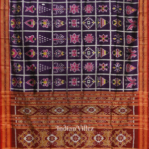 Dark Purple Nabakothi Odisha Ikat Khandua Silk Saree