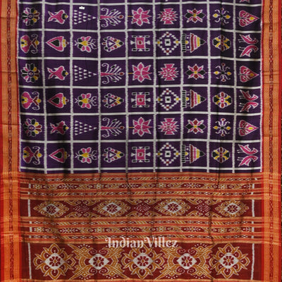 Dark Purple Nabakothi Odisha Ikat Khandua Silk Saree