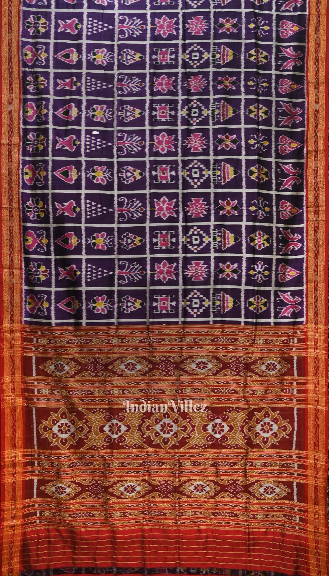 Dark Purple Nabakothi Odisha Ikat Khandua Silk Saree