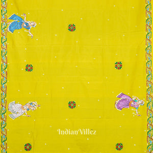 Yellow Ram Sita Vivah Theme Pattachitra Saree