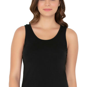 Broad Strapped Body Hugging Cotton Tank Top (Pack of 2) - Black-Nude
