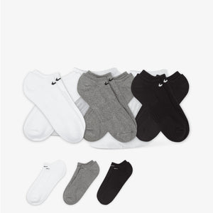 NIKE | EVERYDAY CUSHIONED TRAINING NO-SHOW SOCKS { GREY/WHITE/BLACK