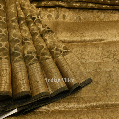 Green with Golden Border Banarasi Tissue Saree