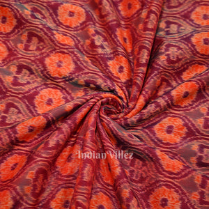 Maroon Dual Tone Sambalpuri Ikat Cotton Fabric