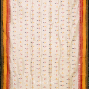 White Kathiphera Odisha Ikat Khandua Silk Saree