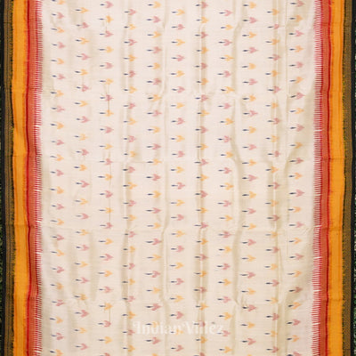 White Kathiphera Odisha Ikat Khandua Silk Saree