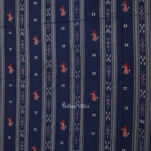Blue with Red Doll Odisha Ikat  Sambalpuri Dress Material & Dupatta