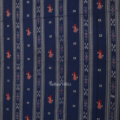 Blue with Red Doll Odisha Ikat  Sambalpuri Dress Material & Dupatta