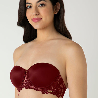 Femme Lace Padded Wired Multiway Bra - Biking Red