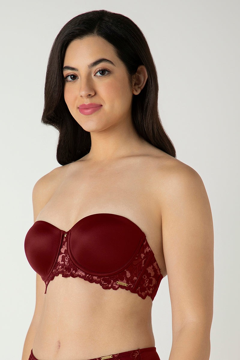 Femme Lace Padded Wired Multiway Bra - Biking Red