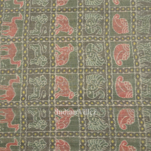 Cement Gray Nabakothi Sambalpuri Ikat Cotton Fabric