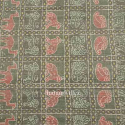 Cement Gray Nabakothi Sambalpuri Ikat Cotton Fabric