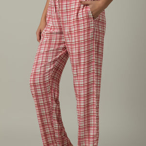 Full Length Pyjama Bottom - Blush Rose Check Print