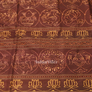 Coffee Brown Natural Dyed Sambalpuri Silk Saree by National Award Winning Weaver