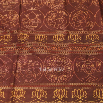 Coffee Brown Natural Dyed Sambalpuri Silk Saree by National Award Winning Weaver