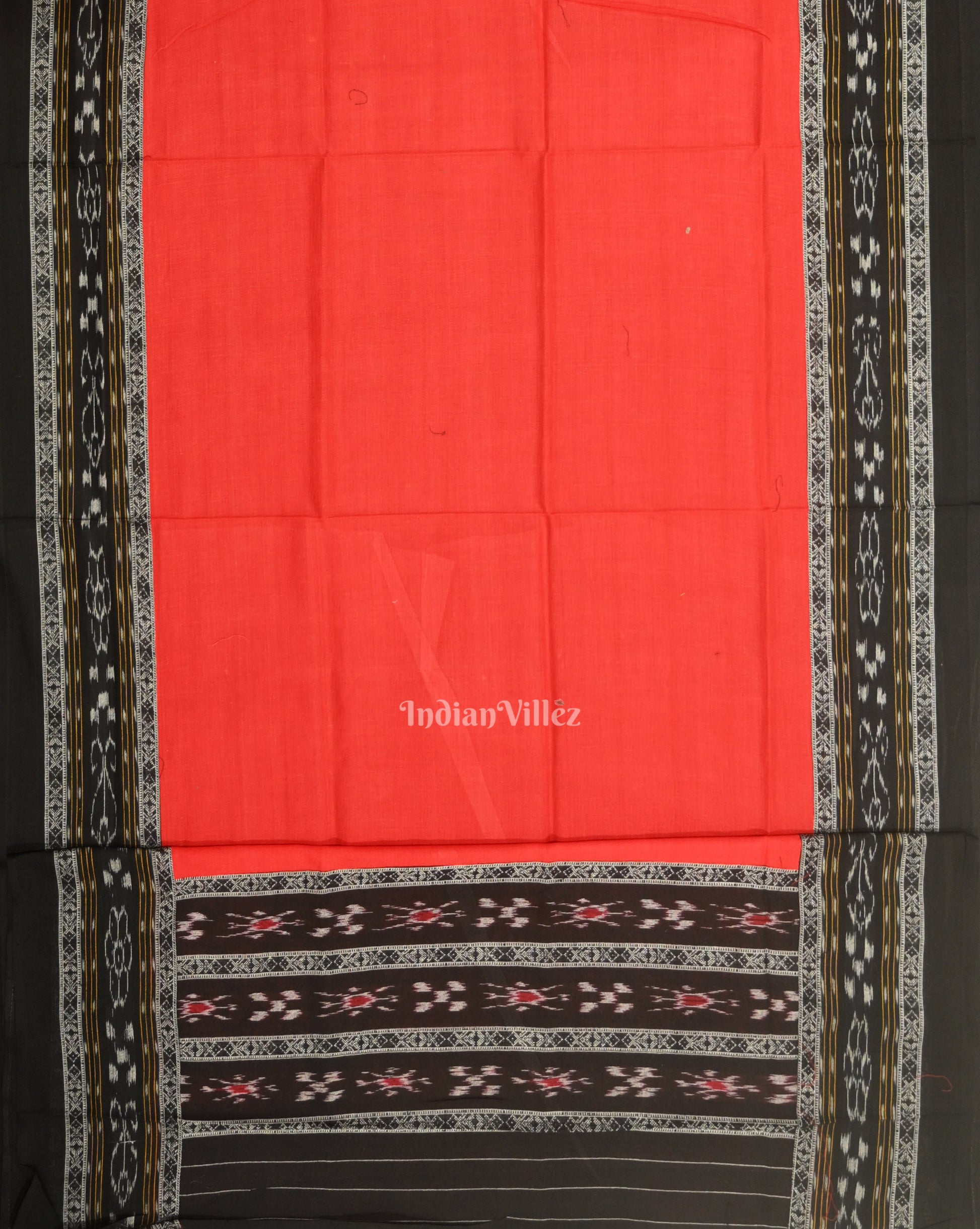 Black Red Flower Buti Odisha Ikat  Sambalpuri Dress Set & Dupatta