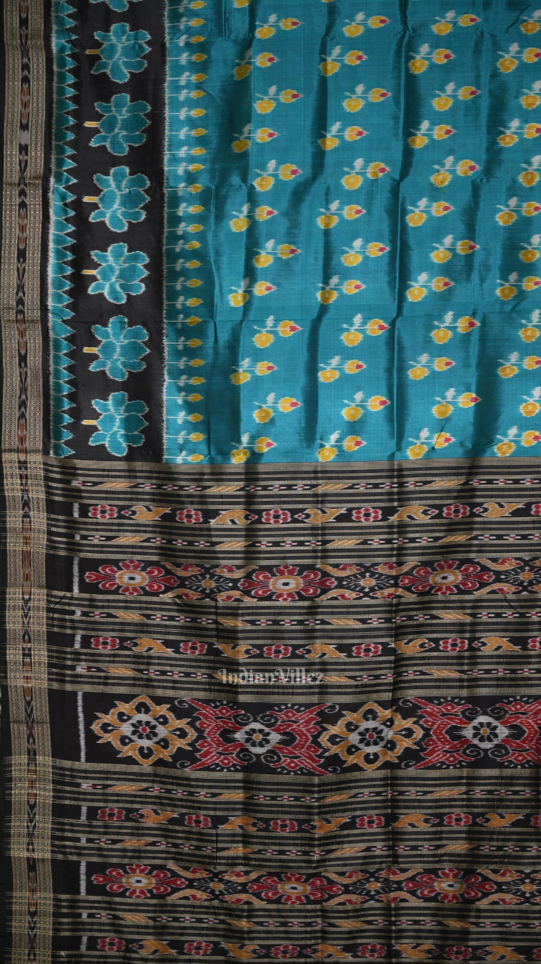 Blue Black Odisha Handloom Khandua Silk Saree