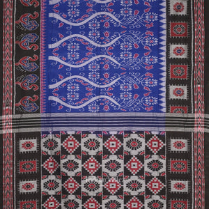 Blue Black Floral Odisha Ikat Sambalpuri Cotton Saree