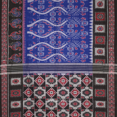Blue Black Floral Odisha Ikat Sambalpuri Cotton Saree