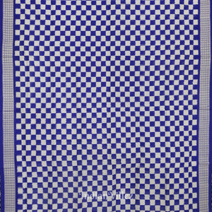 Blue Grey Odisha Ikat Square Motif Sambalpuri Silk Saree