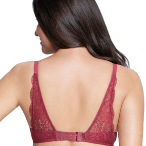 Fantasy Back Solid Padded Wired Lace Bra - Autumn Rose