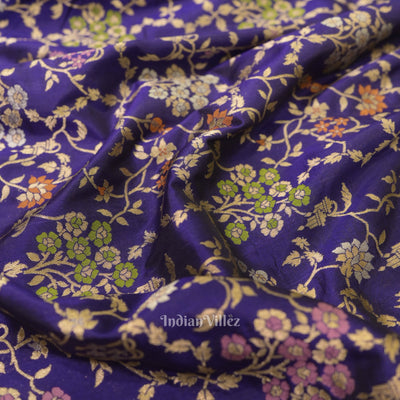 Navy Blue Meenakari Banarasi Katan Silk Saree